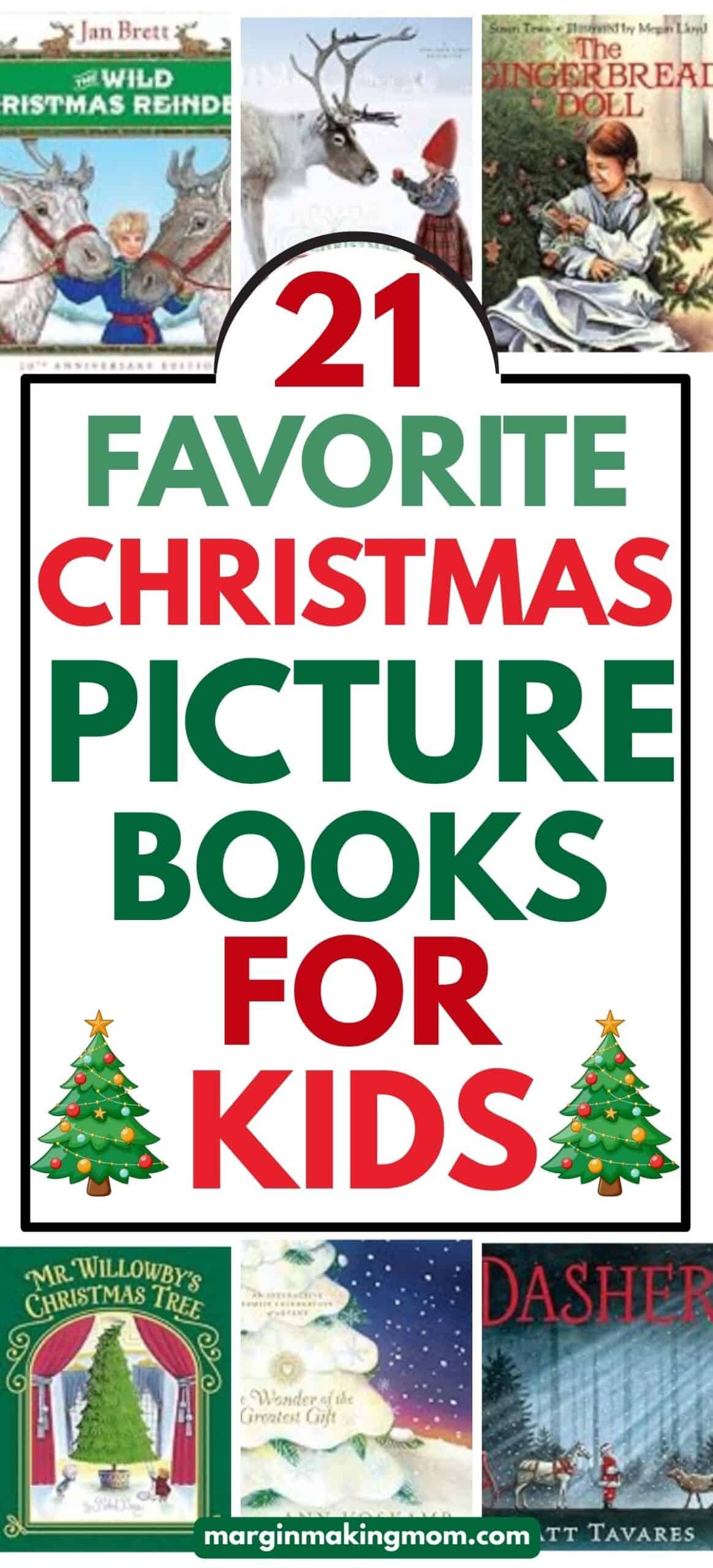 Collage featuring several Christmas-themed kids books.