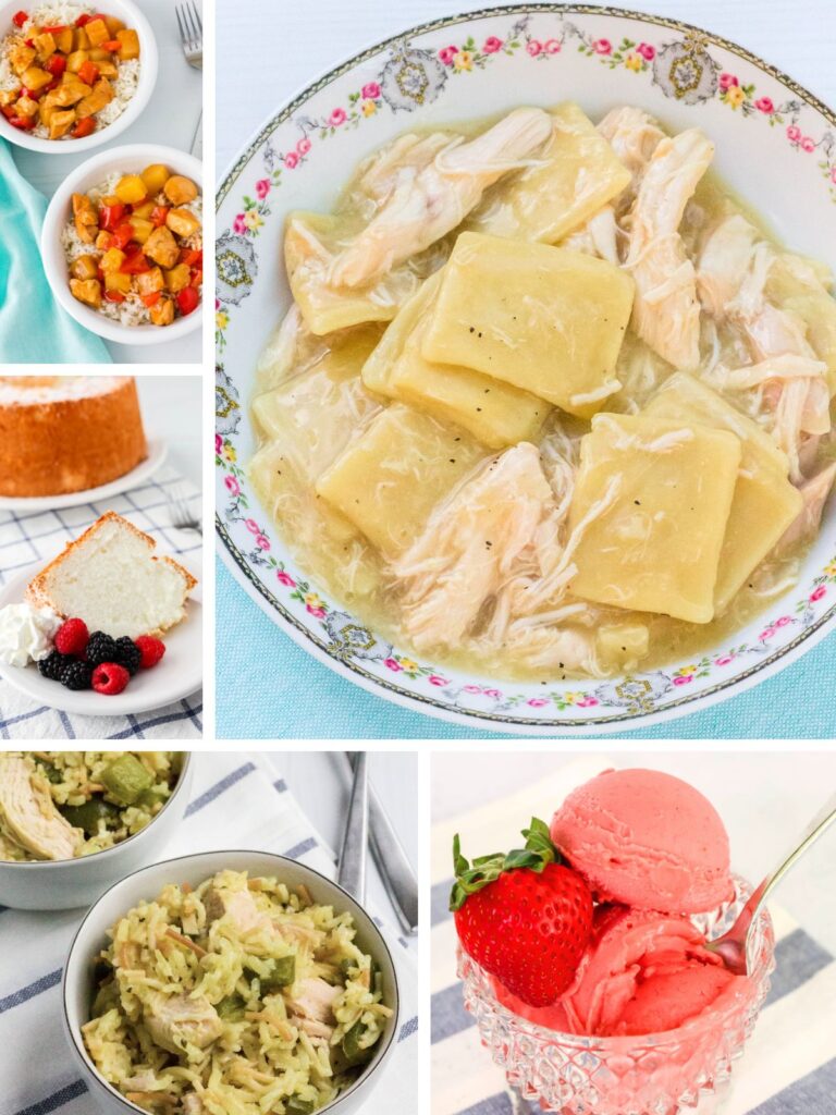 collage image featuring several low-fat foods for a gallbladder diet.